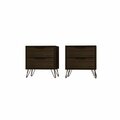 Designed To Furnish Rockefeller 2-Drawer Brown Nightstand, 21.65 x 20.08 x 17.62 in., 2PK DE2616473